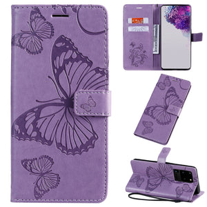 3D Embossed Butterfly Wallet Flip Card Phone Case For SAMSUNG Galaxy S21PLUS
