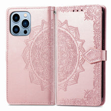 Load image into Gallery viewer, Luxury Embossed Mandala Leather Wallet Flip Case for iPhone