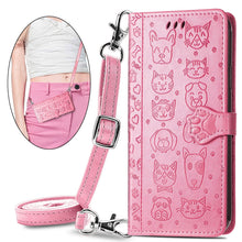 Load image into Gallery viewer, Cat Dog Cute Lanyard Wallet Leather Case For SAMSUNG Galaxy S23 5G