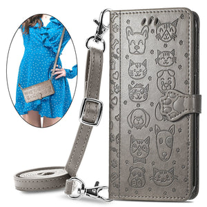 Cat Dog Cute Lanyard Wallet Leather Case For SAMSUNG Galaxy S23PLUS 5G