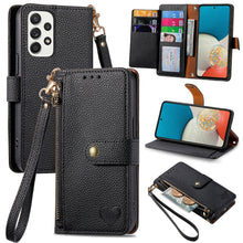 Load image into Gallery viewer, Litchi Pattern Heart RFID Lanyard Flip Phone Case for Samsung Galaxy A23