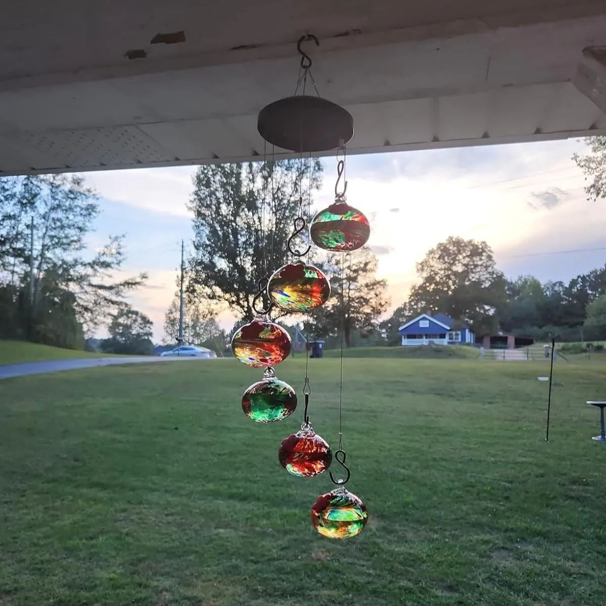 Sherum Glasses Wind Chime Hummingbird Feeder