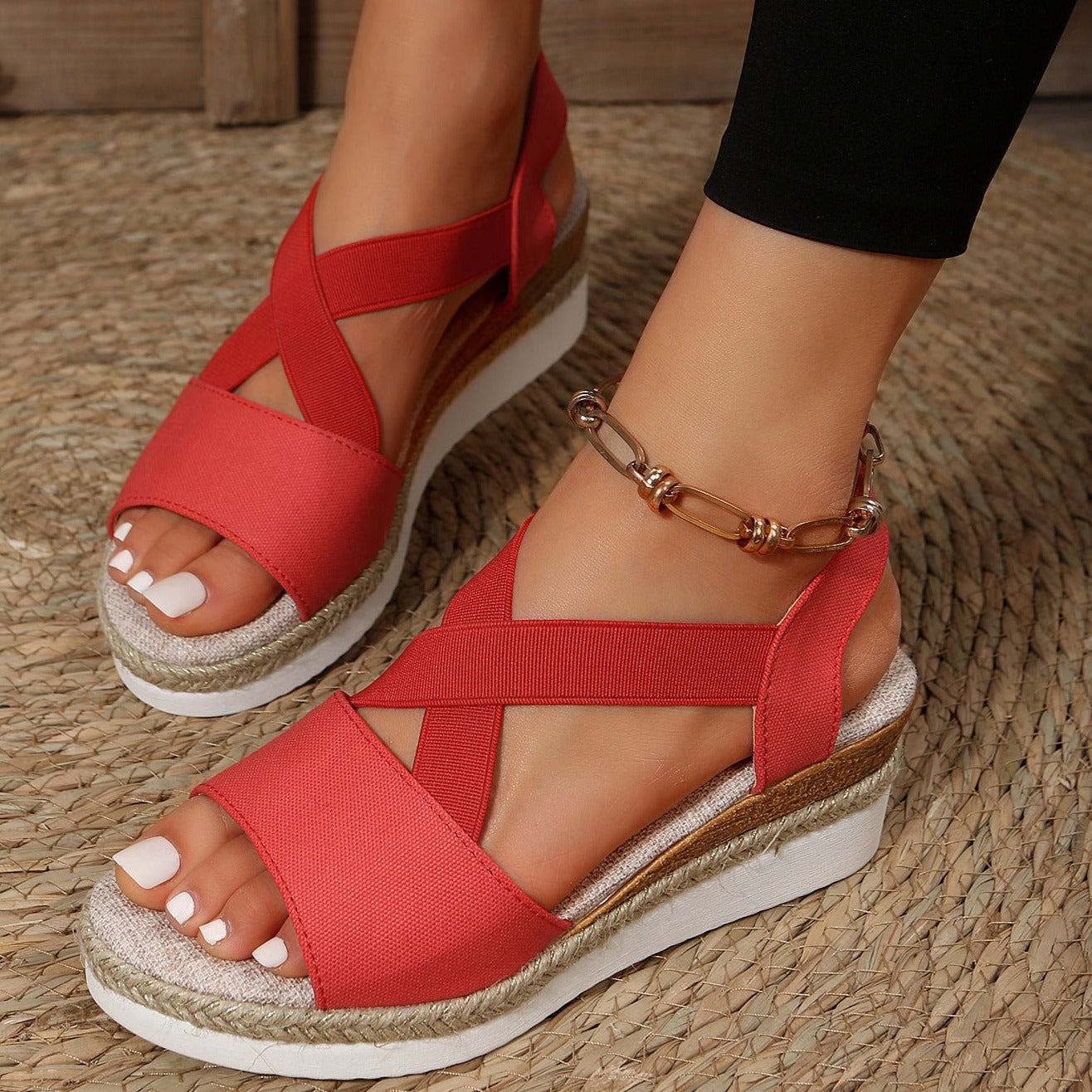 Summer Flat Wedge Heel Fish Mouth Casual Women's Sandals