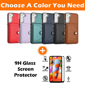 Rear Cover Type Leather Card Holster Phone Case For SAMSUNG Galaxy S22 /S22 PLUS