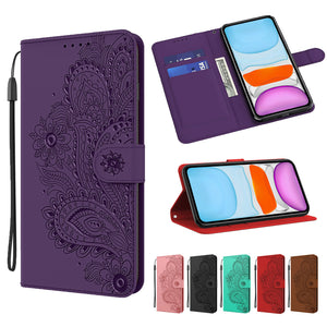 Peacock Embossed Imitation Leather Wallet Phone Case For Samsung A21