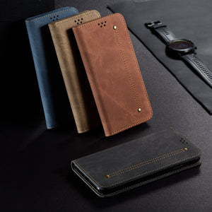 Canvas Denim Pattern Simple Card Phone Case For SAMSUNG Galaxy S10