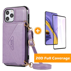 Triangle Crossbody Multifunctional Wallet Card Leather Case For iPhone 12 ProMax