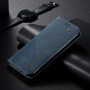 Canvas Denim Pattern Simple Card Phone Case For SAMSUNG Galaxy S21Ultra