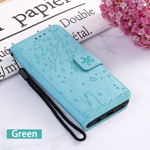 2021 Luxury Skin Sakura Cat Wallet Leather Phone Case FOR SAMSUNG Galaxy S20 Series