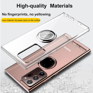 Transparent Soft Silicone Magnetic Ring Holder Phone Case For Samsung Galaxy Note20/Note20 Ultra