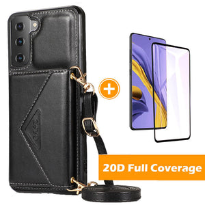 Triangle Crossbody Multifunctional Wallet Card Leather Case For Samsung S23plus 5G