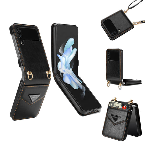 Triangle Crossbody Zipper Wallet Card Leather Case For Samsung Galaxy Z Flip3 5G