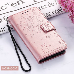 2021 Luxury Skin Sakura Cat Wallet Leather Phone Case FOR SAMSUNG Galaxy S10 Series