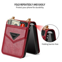 Load image into Gallery viewer, Triangle Crossbody Zipper Wallet Card Leather Case For Samsung Galaxy Z Flip3 5G