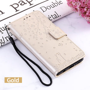 2021 Luxury Skin Sakura Cat Wallet Leather Phone Case FOR SAMSUNG Galaxy S10 Series