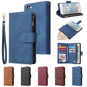 Soft Leather Zipper Wallet Flip Multi Card Slots Case For iPhone 6/6S