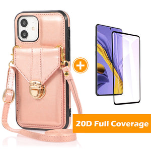 Snap Crossbody Card Wallet Leather Case For iPhone 12mini