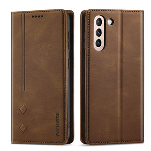 Retro Skin Feel Lines Flip Wallet Phone Case For SAMSUNG Galaxy S21 (5G)