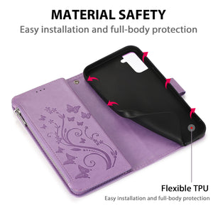 Samsung s21 / s21plus Luxury zip Leather Wallet Flip Multi - Card slot Cover