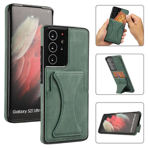 Retro Back Cover Leather Phone Case For Samsung S21 Series