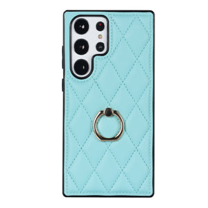 Lozenge Texture Ring Leather Case For Samsung Galaxy