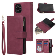 Load image into Gallery viewer, Soft Leather Zipper Wallet Flip Multi Card Slots Case For iPhone