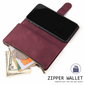 2021 nouveau portefeuille zip en cuir souple pour iPhone à fentes multiples