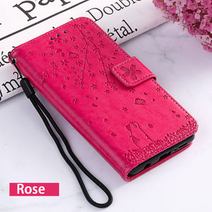 2021 Luxury Skin Sakura Cat Wallet Leather Phone Case FOR SAMSUNG Galaxy S20 Series