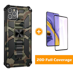 Camouflage Luxury Armor Shockproof Case With Kickstand For iPhone 12Pro