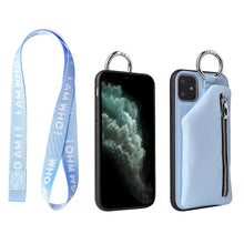Load image into Gallery viewer, Fashion Wallet Card Leather Case With Embroidery Lanyard For iPhone
