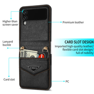 Triangle Crossbody Zipper Wallet Card Leather Case For Samsung Galaxy Z Flip4 5G
