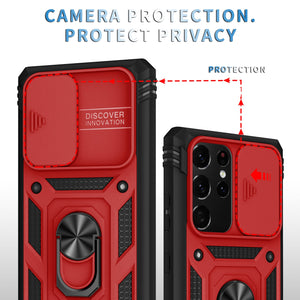 3 In 1 Camera Protection Hard Case With Ring For Samsung S21Ultra 5G