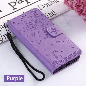 2021 Luxury Skin Sakura Cat Wallet Leather Phone Case FOR SAMSUNG Galaxy S10 Series