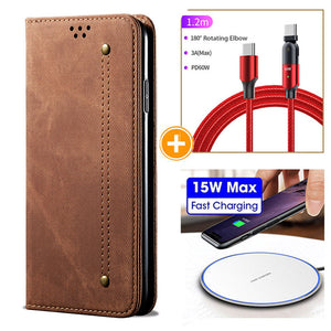 Canvas Denim Pattern Simple Card Phone Case For SAMSUNG Galaxy S10