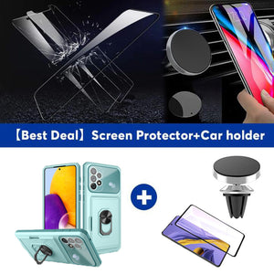 Luxury Lens Protection 3-in-1 Card Ring Phone Case For Samsung Galaxy A32 5G