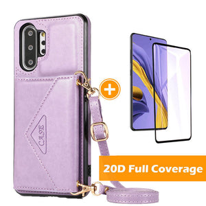 Triangle Crossbody Multifunctional Wallet Card Leather Case For Samsung NOTE10Plus