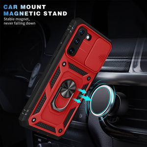 3 In 1 Camera Protection Hard Case With Ring For Samsung S21FE 5G