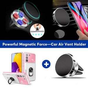 Luxury Lens Protection 3-in-1 Card Ring Phone Case For Samsung Galaxy S22Plus 5G
