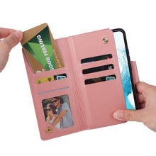 Load image into Gallery viewer, Rivet Buckle Zipper Wrist Strap Wallet Leather Case For Samsung Galaxy S20