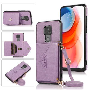 Triangle Crossbody Multifunctional Wallet Card Leather Case For MOTO G Play(2021)