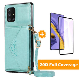 Triangle Crossbody Multifunctional Wallet Card Leather Case For Samsung A51