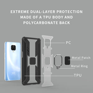 Bague magnétique de style guerrier Couverture téléphonique de kickstand pour REDMI NOTE 9 PRO Max