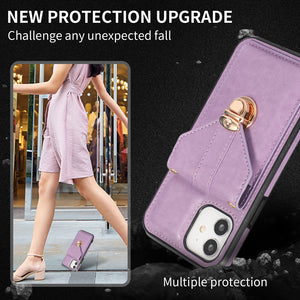 Snap Crossbody Card Wallet Leather Case For iPhone 12