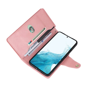 Rivet Buckle Zipper Wrist Strap Wallet Leather Case For Samsung Galaxy S20