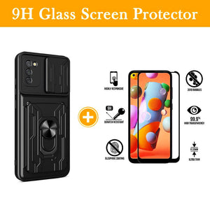 【For SAMSUNG A02S】Multifunctional Card Holder Ring Bracket Goggles Phone Case