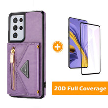 Load image into Gallery viewer, Triangle Crossbody Zipper Wallet Card Leather Case For Samsung Galaxy S21Ultra