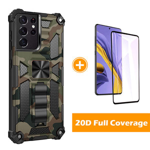 Camouflage Luxury Armor Shockproof Case With Kickstand For Samsung Galaxy S21Ultra