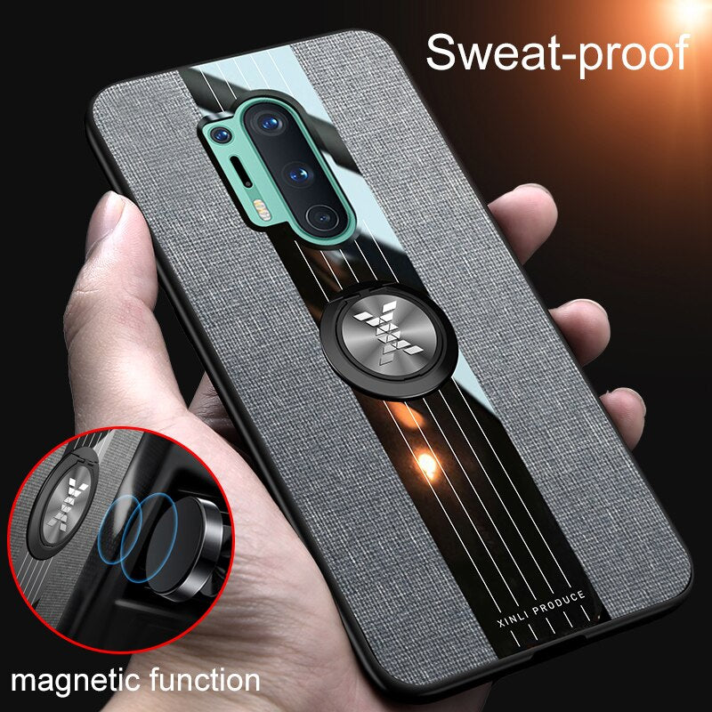 Housse de protection en tissu élégant et luxueux avec anneau magnétique pour oneplus