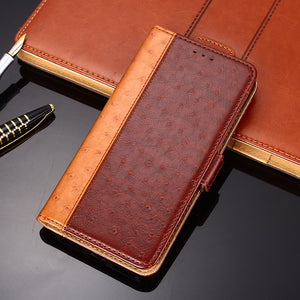 Pousse d'autruche Rousse de cuir pour les feuilles de couverture pour ONEPLUS 8