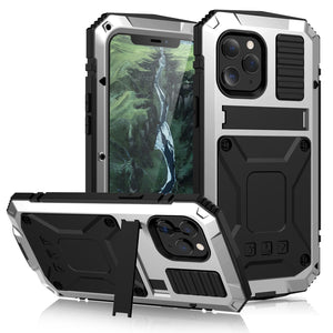 【Pour iPhone 12MINI】 2022 Luxury Doom Armor Étanche Métal Aluminium Kickstand Phone Case